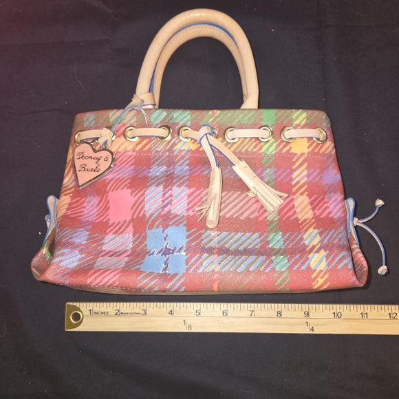 Dooney & Bourke Colorful Plaid Satchel With Dust Bag And C.O.A - Picture 6 of 7